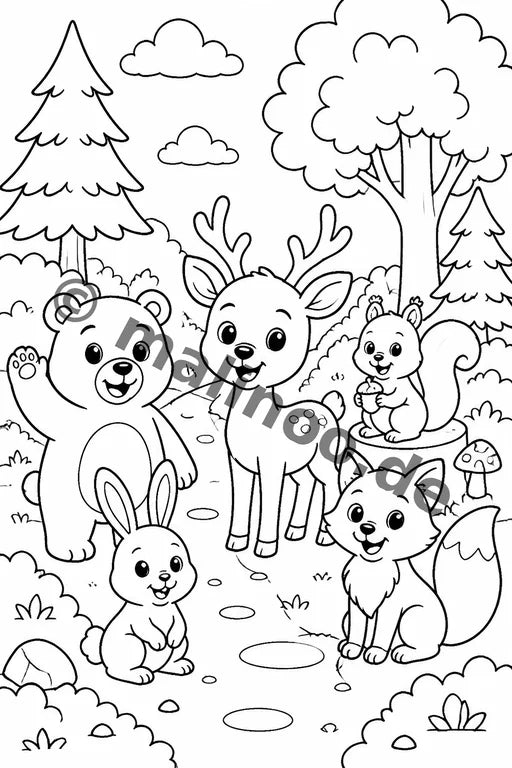 Waldtiere Malbuch 20 Ausmalbilder PDF Download – Vorschaubild 3