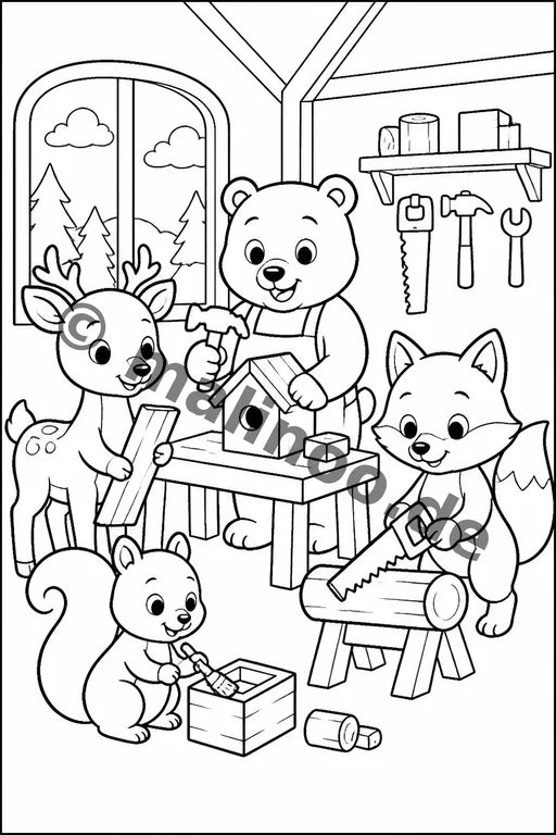 Waldtiere Malbuch 20 Ausmalbilder PDF Download – Vorschaubild 4