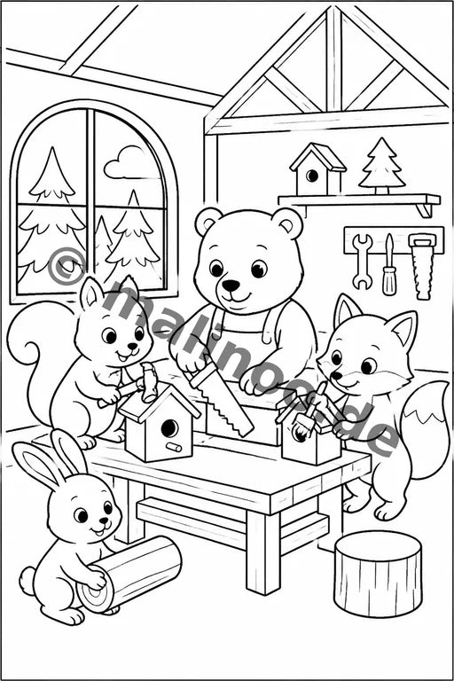 Waldtiere Malbuch 20 Ausmalbilder PDF Download – Vorschaubild 4