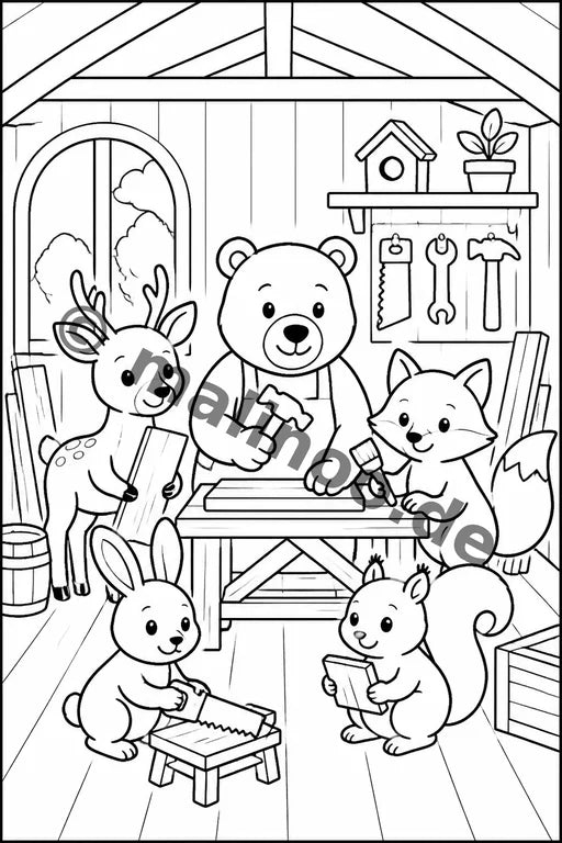 Waldtiere Malbuch 20 Ausmalbilder PDF Download – Vorschaubild 4