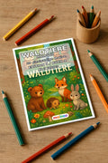 Waldtiere Malbuch 20 Ausmalbilder gedruckt+gebunden – Mockup-Ansicht