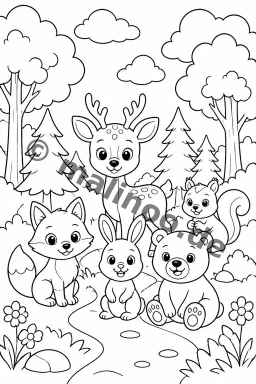 Waldtiere Malbuch 20 Ausmalbilder gedruckt+gebunden – Vorschaubild 3