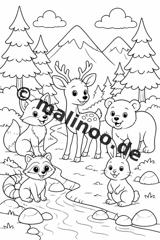 Waldtiere Malbuch 20 Ausmalbilder gedruckt und gebunden – Vorschaubild 6