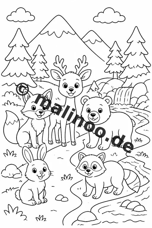 Waldtiere Malbuch 20 Ausmalbilder gedruckt und gebunden – Vorschaubild 6