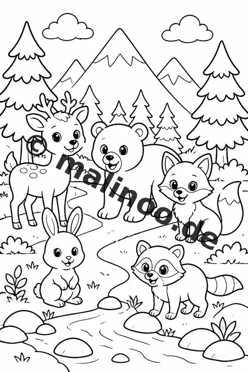 Waldtiere Malbuch 20 Ausmalbilder gedruckt und gebunden – Vorschaubild 6