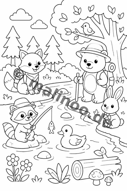 Waldtiere Malbuch 20 Ausmalbilder gedruckt+lose – Vorschaubild 2