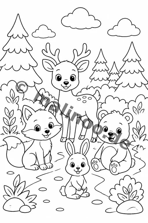 Waldtiere Malbuch 20 Ausmalbilder gedruckt+lose – Vorschaubild 3