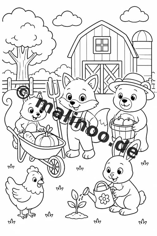 Waldtiere Malbuch 20 Ausmalbilder gedruckt, ungebunden – Vorschaubild 4