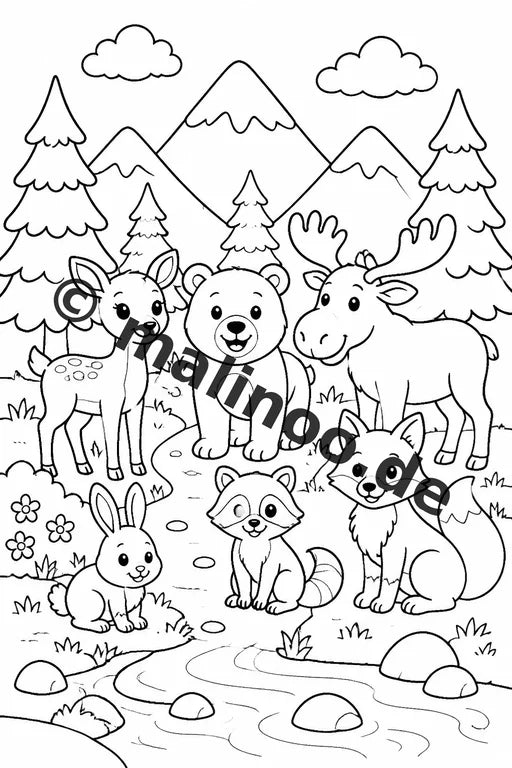 Waldtiere Malbuch 20 Ausmalbilder gedruckt, ungebunden – Vorschaubild 6