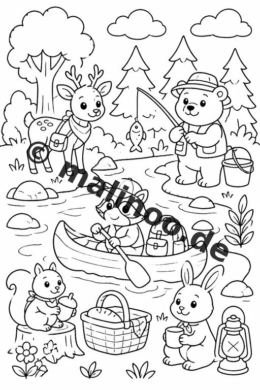 Waldtiere Malbuch 20 Ausmalbilder gedruckt, ungebunden – Vorschaubild 7