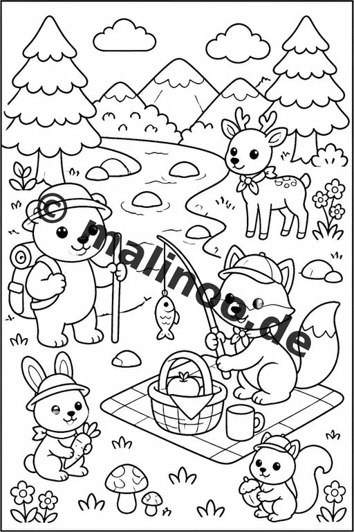 Waldtiere Malbuch 20 Ausmalbilder gedruckt, ungebunden – Vorschaubild 7