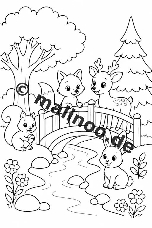 Waldtiere Malbuch 20 Ausmalbilder gedruckt, ungebunden – Vorschaubild 8