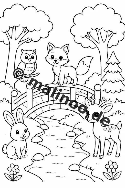 Waldtiere Malbuch 20 Ausmalbilder gedruckt, ungebunden – Vorschaubild 8