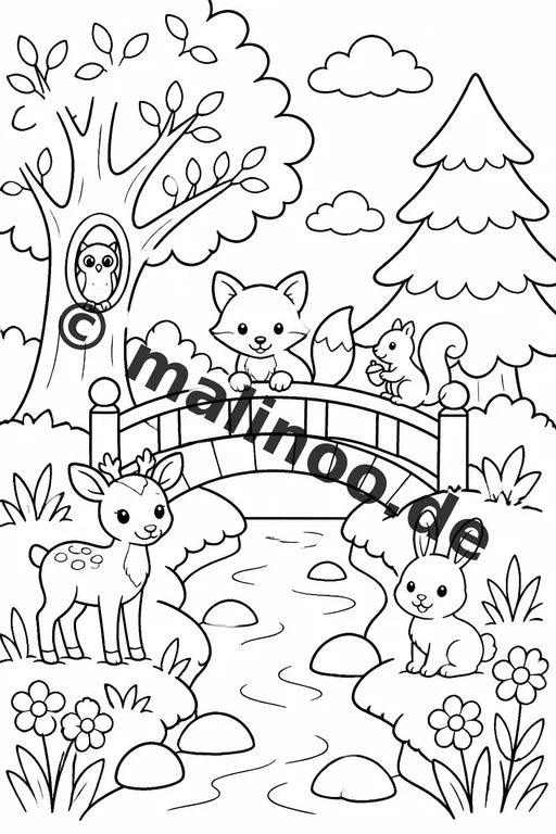 Waldtiere Malbuch 20 Ausmalbilder gedruckt, ungebunden – Vorschaubild 8