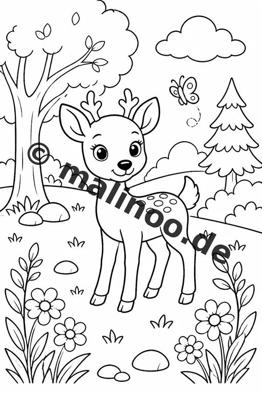 Waldtiere Malbuch 50 Ausmalbilder PDF Download digital – Vorschaubild 1