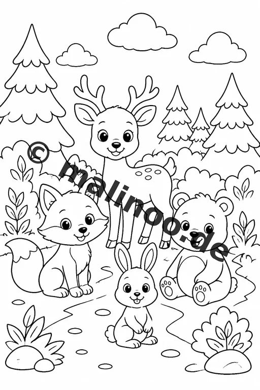 Waldtiere Malbuch 50 Ausmalbilder PDF Download digital – Vorschaubild 2
