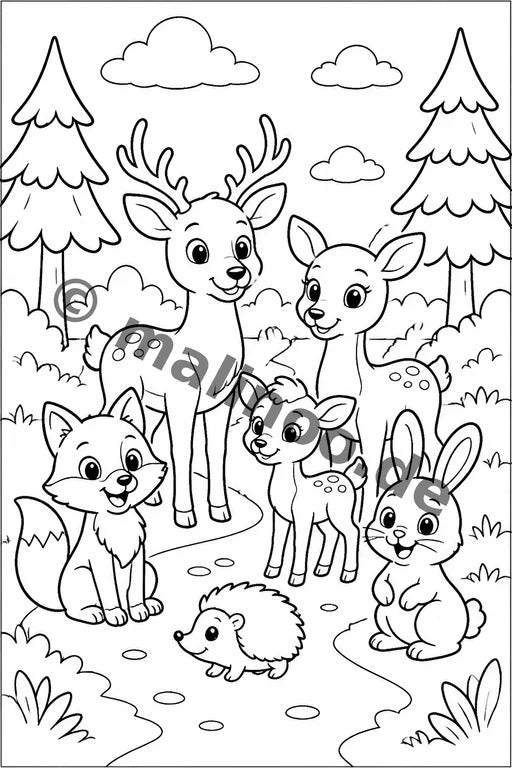 Waldtiere Malbuch 50 Ausmalbilder PDF Download – Vorschaubild 3