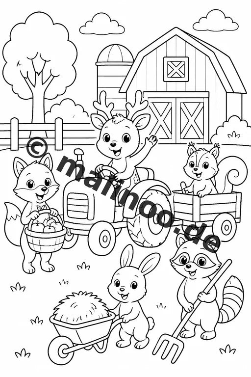 Waldtiere Malbuch 50 Ausmalbilder PDF Download digital – Vorschaubild 4