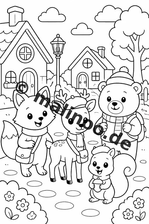 Waldtiere Malbuch 50 Ausmalbilder gedruckt und gebunden – Vorschaubild 3