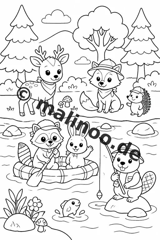 Waldtiere Malbuch 50 Ausmalbilder gedruckt und gebunden – Vorschaubild 7
