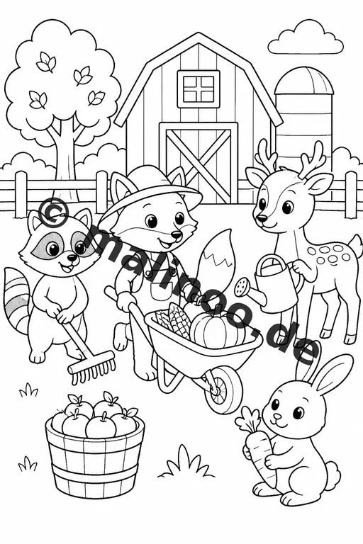 Waldtiere Malbuch 50 Ausmalbilder gedruckt, ungebunden – Vorschaubild 4
