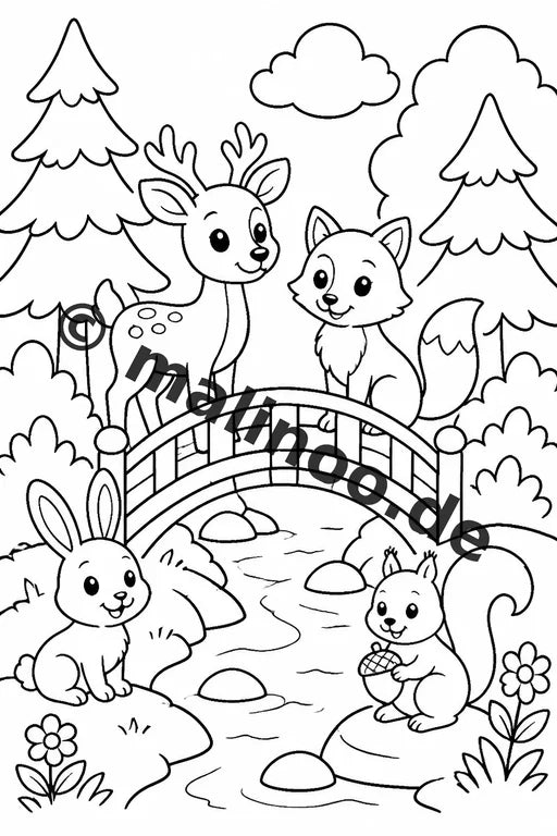 Waldtiere Malbuch 50 Ausmalbilder gedruckt, ungebunden – Vorschaubild 8
