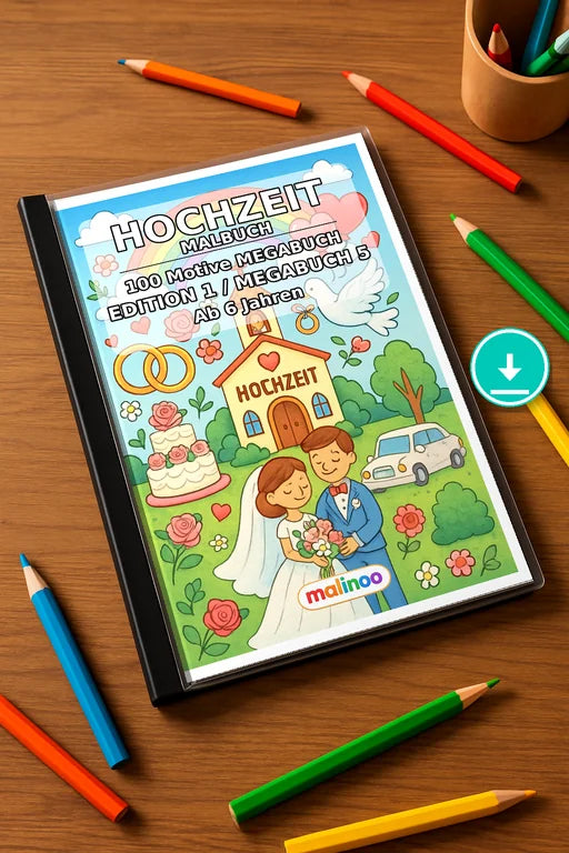 Wedding Coloring Book 100 Coloring Pages PDF Download – Mockup-Ansicht