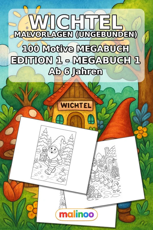 Wichtel Malbuch 100 Ausmalbilder gedruckt+lose – Cover
