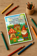 Wichtel Malbuch 20 Ausmalbilder gedruckt+gebunden – Mockup-Ansicht