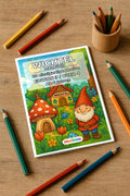 Wichtel Malbuch 20 Ausmalbilder gedruckt+gebunden – Mockup-Ansicht
