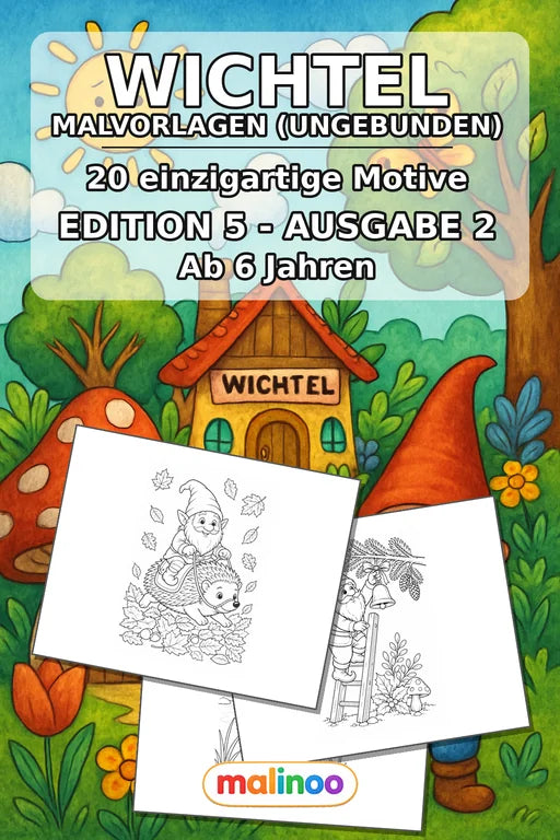 Wichtel Malbuch 20 Ausmalbilder gedruckt+lose – Cover