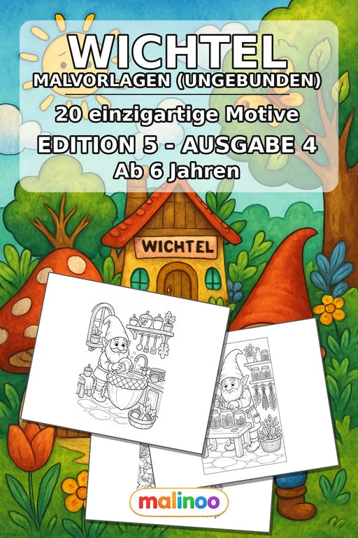 Wichtel Malbuch 20 Ausmalbilder gedruckt+lose – Cover