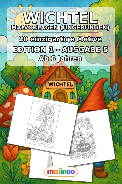 Wichtel Malbuch 20 Ausmalbilder gedruckt+lose – Cover