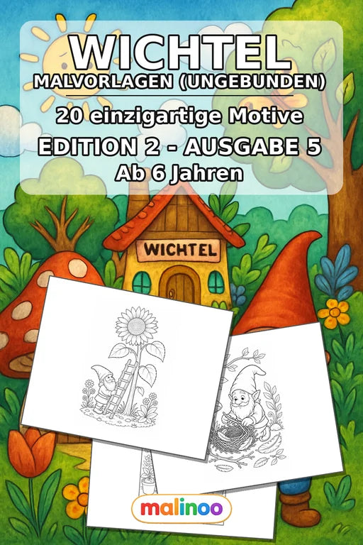 Wichtel Malbuch 20 Ausmalbilder gedruckt+lose – Cover