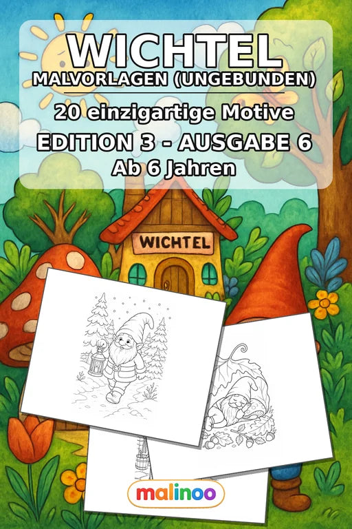 Wichtel Malbuch 20 Ausmalbilder gedruckt+lose – Cover