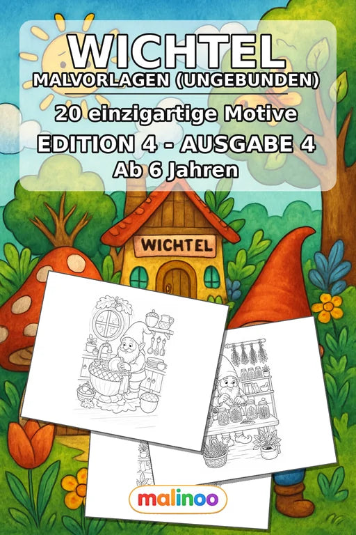 Wichtel Malbuch 20 Ausmalbilder gedruckt+lose – Cover