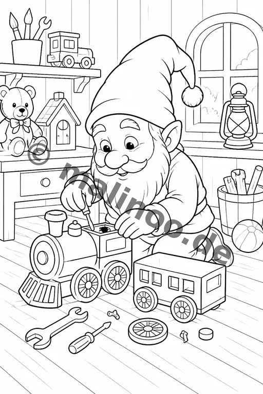 Wichtel Malbuch 50 Ausmalbilder gedruckt+gebunden – Vorschaubild 9