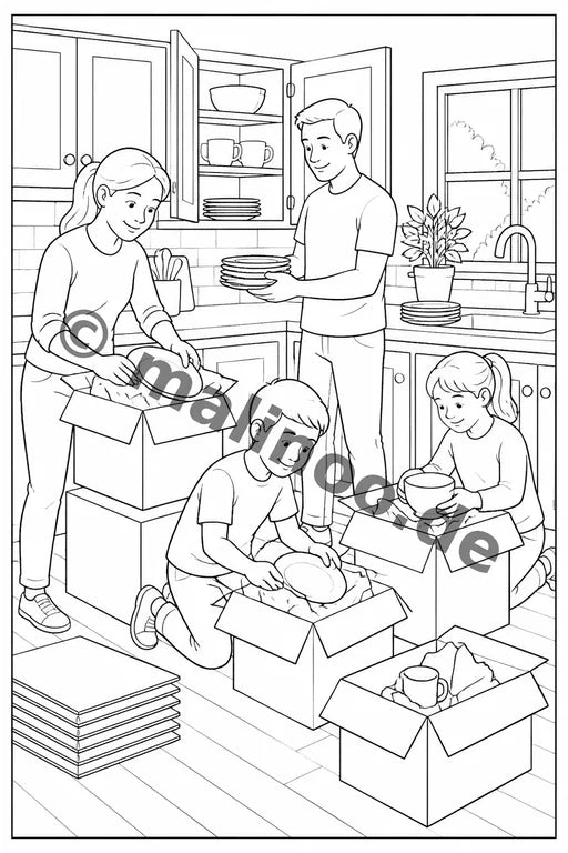 Wir ziehen um Malbuch 100 Ausmalbilder PDF Download – Vorschaubild 1