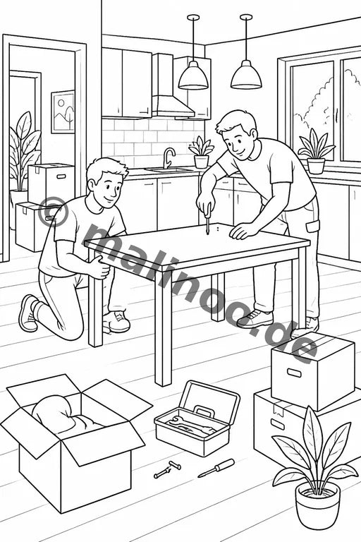 Wir ziehen um Malbuch 100 Ausmalbilder PDF Download – Vorschaubild 5