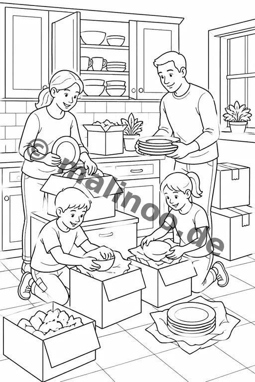 Wir ziehen um Malbuch 20 Ausmalbilder PDF Download – Vorschaubild 1
