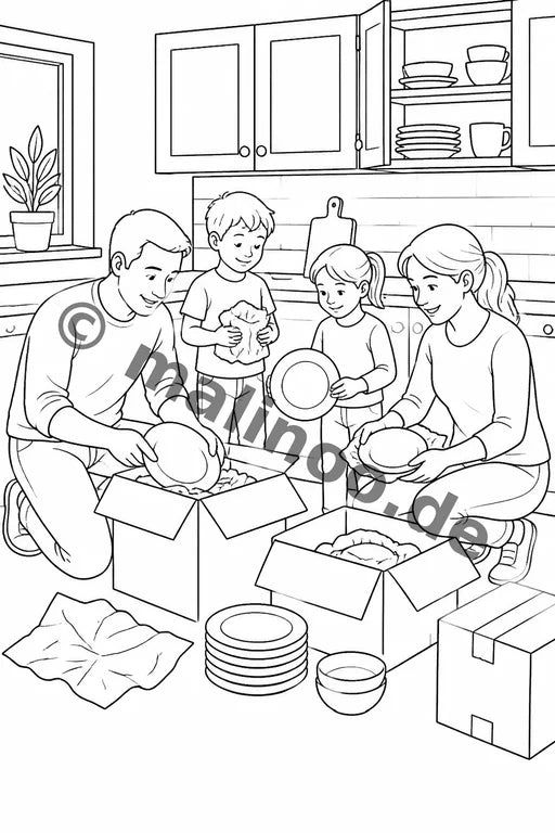 Wir ziehen um Malbuch 20 Ausmalbilder PDF Download – Vorschaubild 1