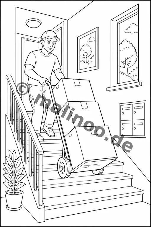 Wir ziehen um Malbuch 20 Ausmalbilder PDF Download – Vorschaubild 2