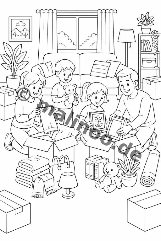 Wir ziehen um Malbuch 20 Ausmalbilder gedruckt+gebunden – Vorschaubild 9