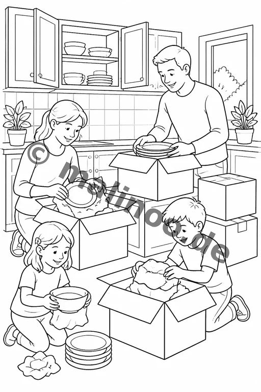Wir ziehen um Malbuch 50 Ausmalbilder PDF Download – Vorschaubild 1