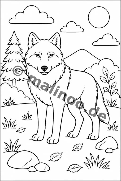 Wölfe Malbuch 100 Ausmalbilder PDF Download – Vorschaubild 1