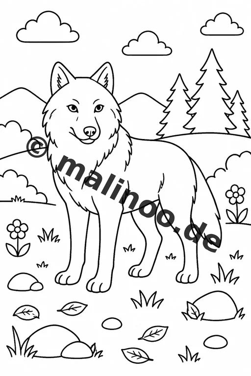 Wölfe Malbuch 20 Ausmalbilder PDF Download digital – Vorschaubild 1