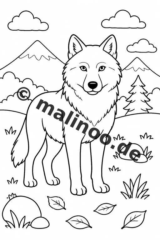 Wölfe Malbuch 20 Ausmalbilder PDF Download digital – Vorschaubild 1