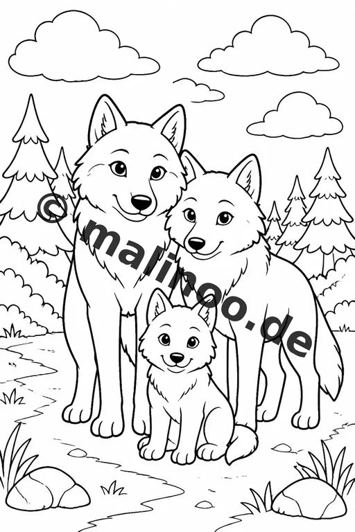Wölfe Malbuch 20 Ausmalbilder PDF Download digital – Vorschaubild 2