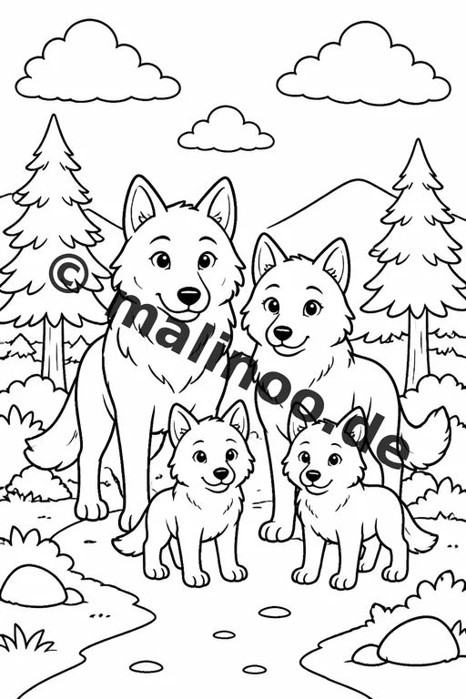 Wölfe Malbuch 20 Ausmalbilder PDF Download digital – Vorschaubild 2