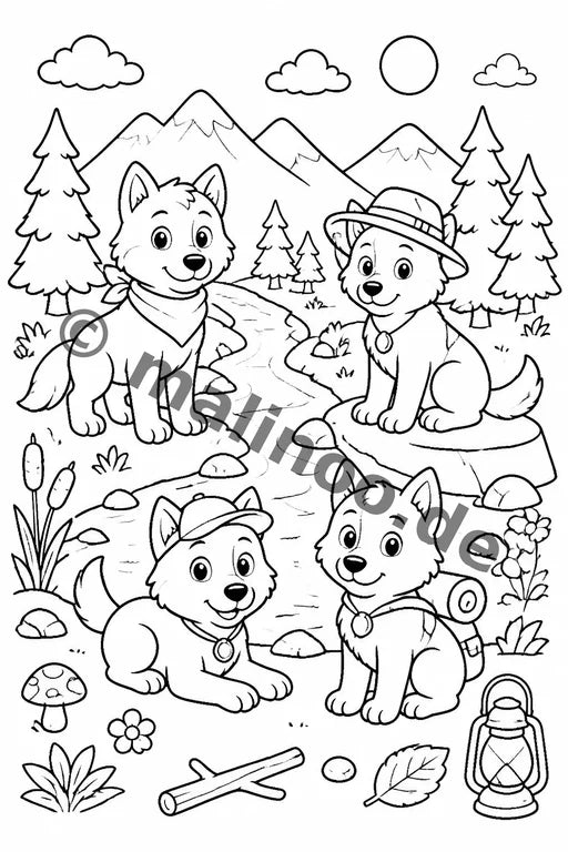 Wölfe Malbuch 20 Ausmalbilder PDF Download – Vorschaubild 2